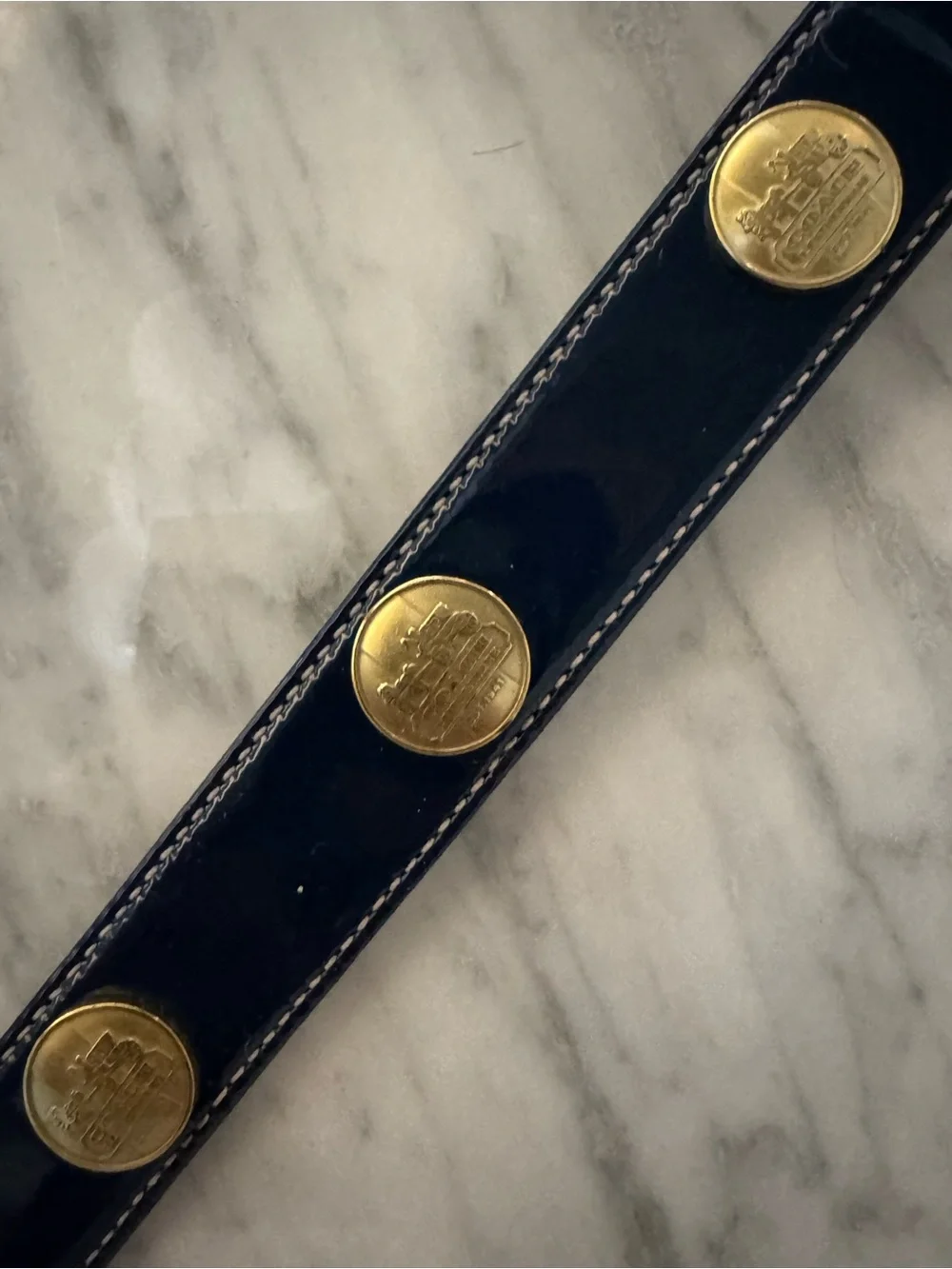 Coach blue Dog collar with Gold Hardware